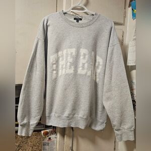 The Bar heather gray white letters sz Large L Varsity sweatshirt crewneck
